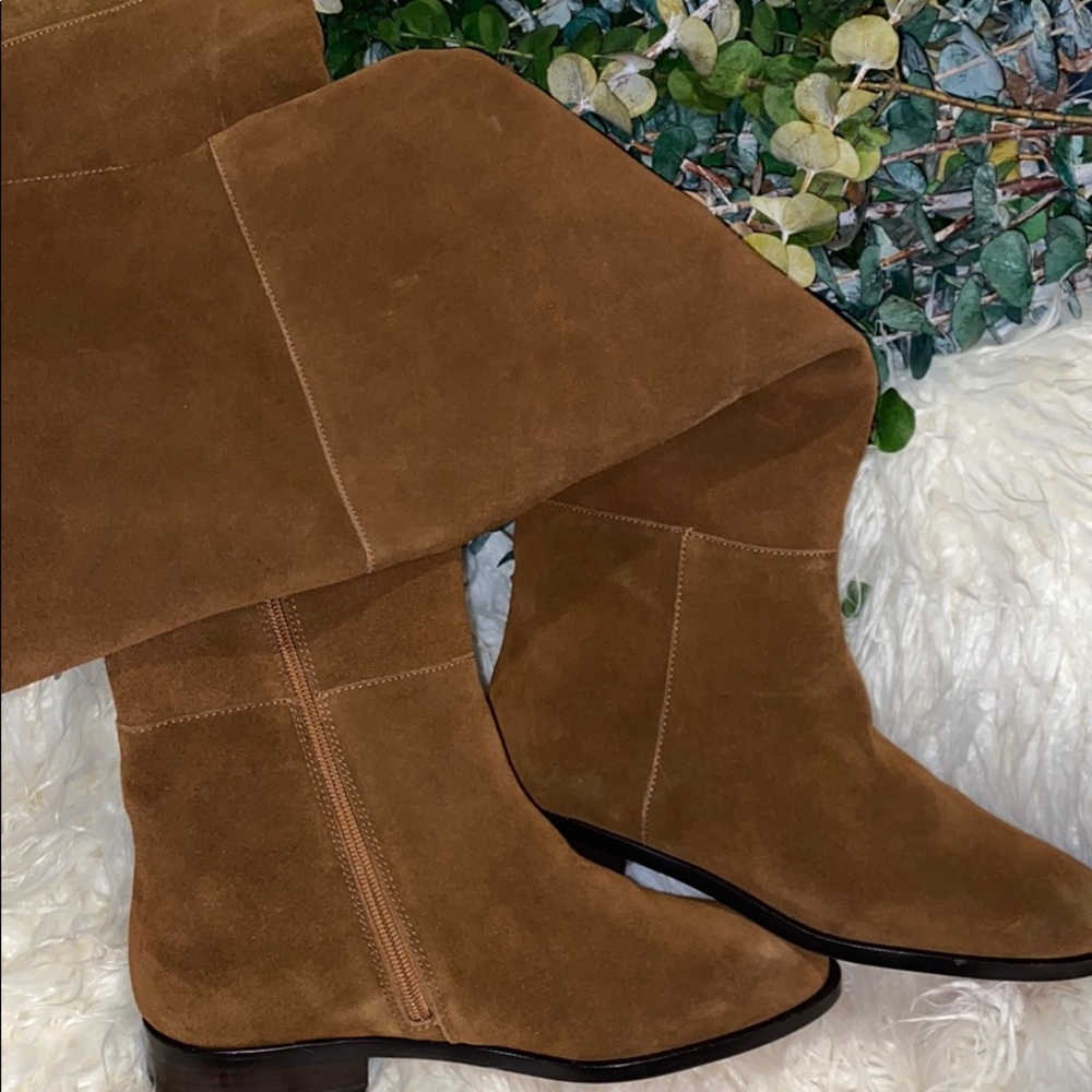J. Crew Troy Over The Knee Boots Suede K2741 Brown Leather - Picture 3 of 8